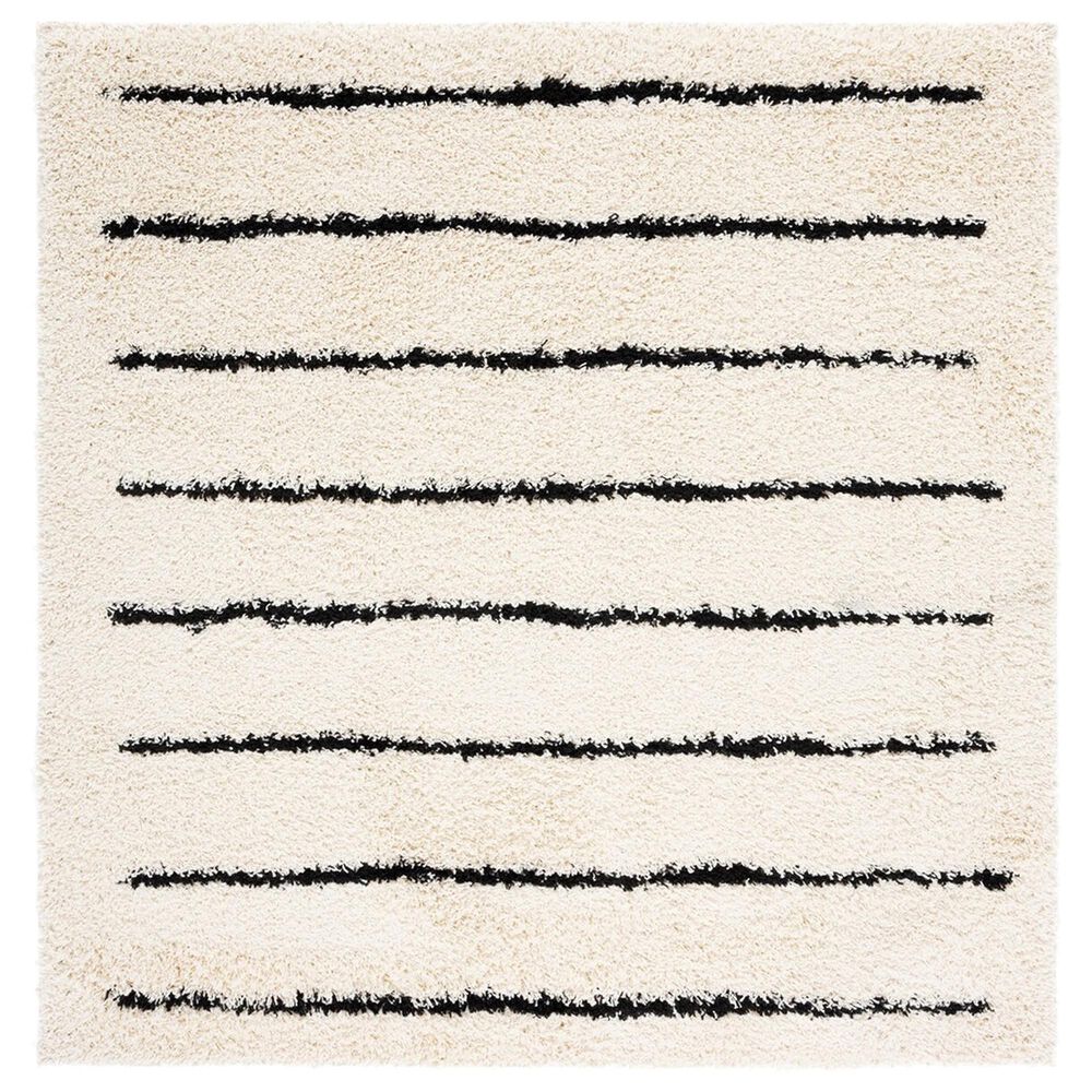 Safavieh Venus Shag VNS604A 6"7" Square Ivory and Black Area Rug, , large