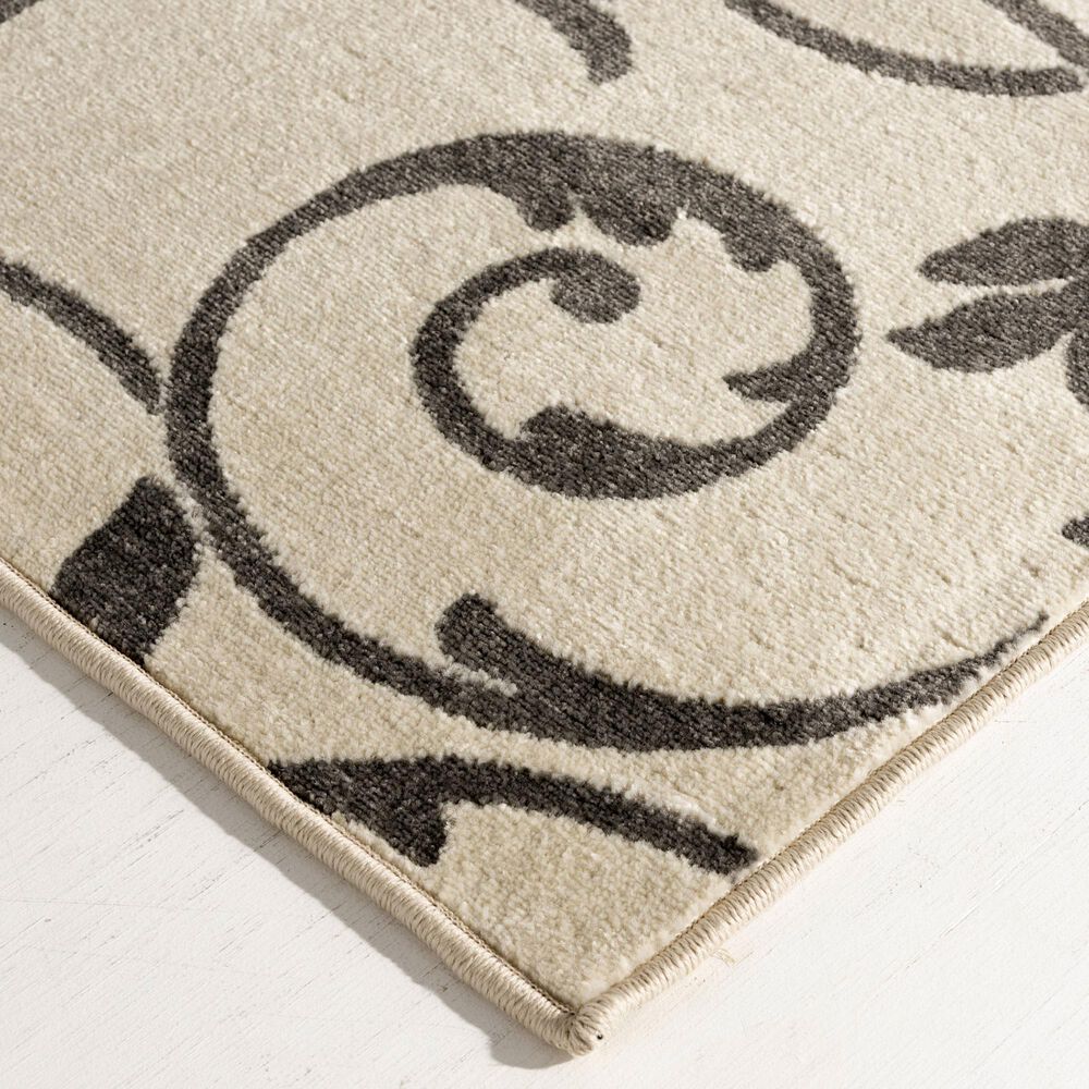 Central Oriental Terrace Tropic Macala 3&#39;3&quot; x 5&#39; Snow and Stone Area Rug, , large