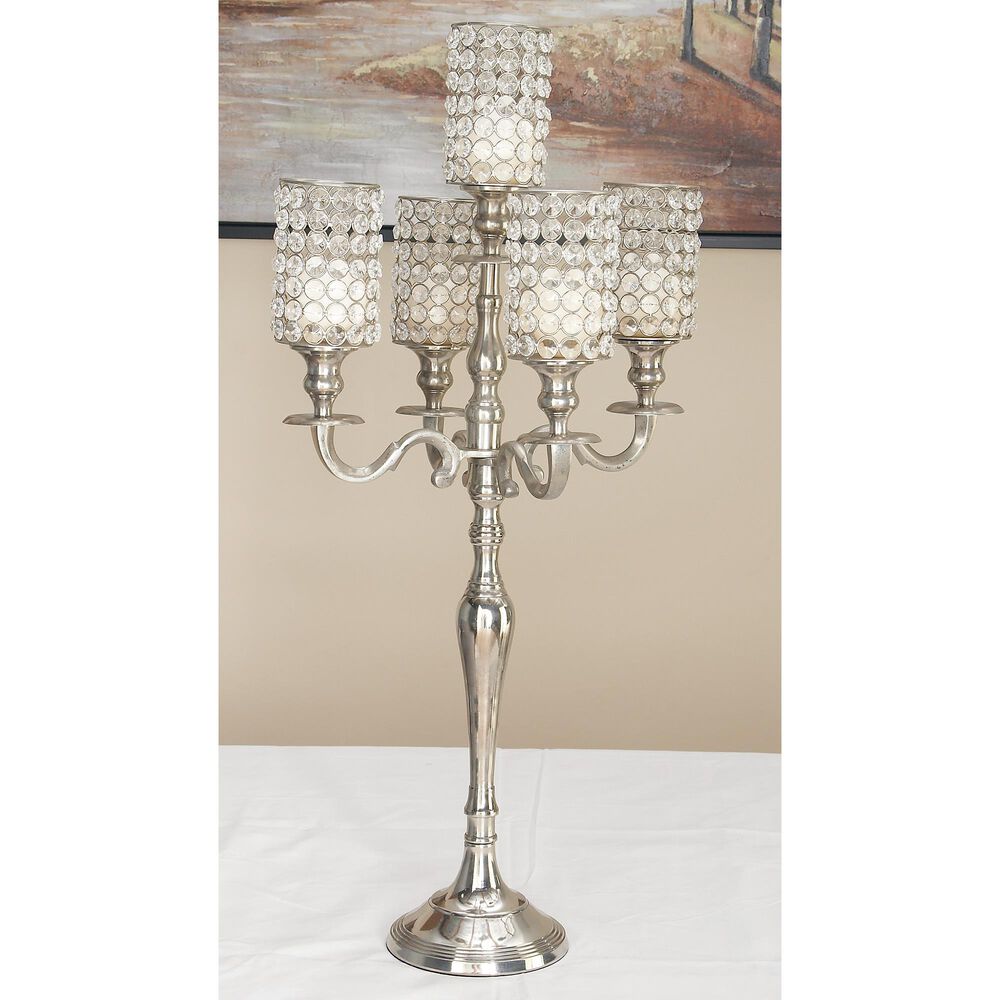 Maple and Jade 15" x 29" Hurricane Lamp in Silver, , large