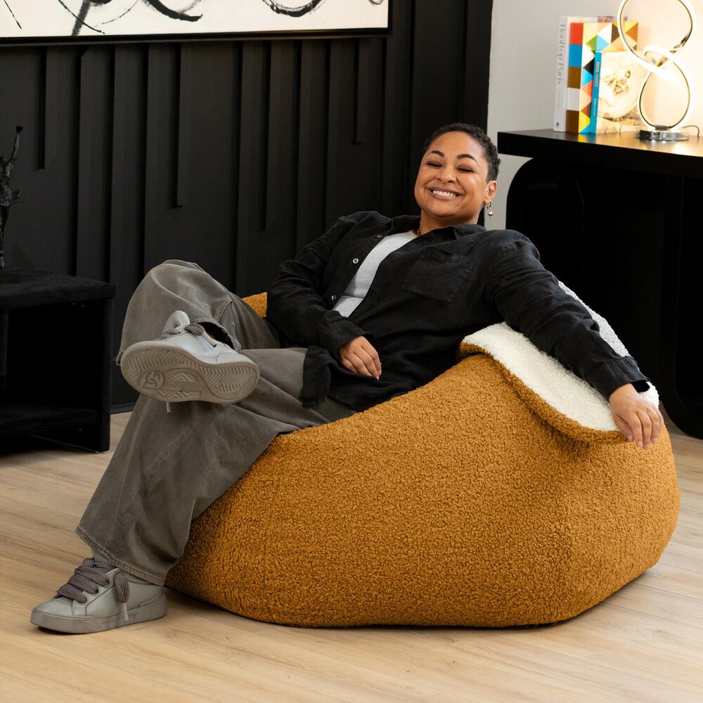 Jaxx HopSeat Bunny Oval Shaped Large Bean Bag Chair in Gold, , large
