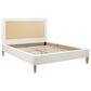 Hearth and Haven Haley Queen Platform Bed with Antique White Upholstery in Natural, , large