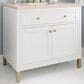 James Martin Vanities Chicago 36" Single Bathroom Vanity in Glossy White with 3 cm Eternal Marfil Quartz Top and Rectangular Sink, , large