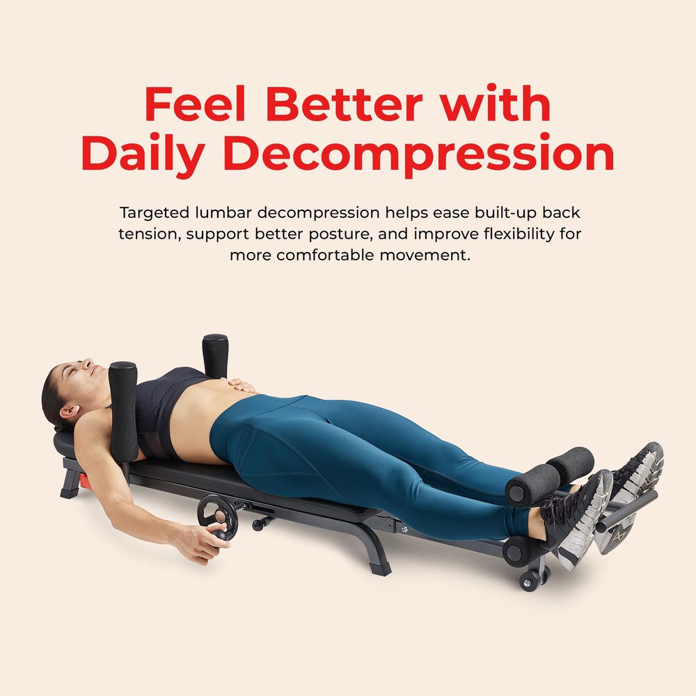 Sunny Health &amp; Fitness Adjustable Stretch and Decompression Table in Black, , large