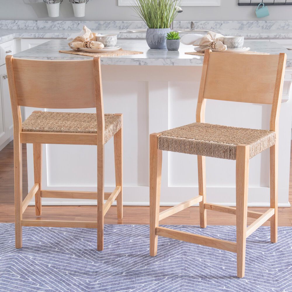 Linon Home Decor Cadence Counter Stool in Natural (Set of 2), , large