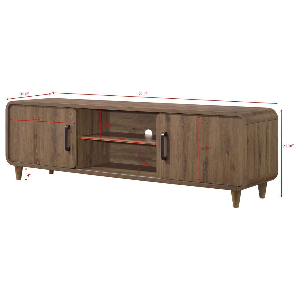 Crown Mark Nyomi 71" TV Stand in Light Brown, , large