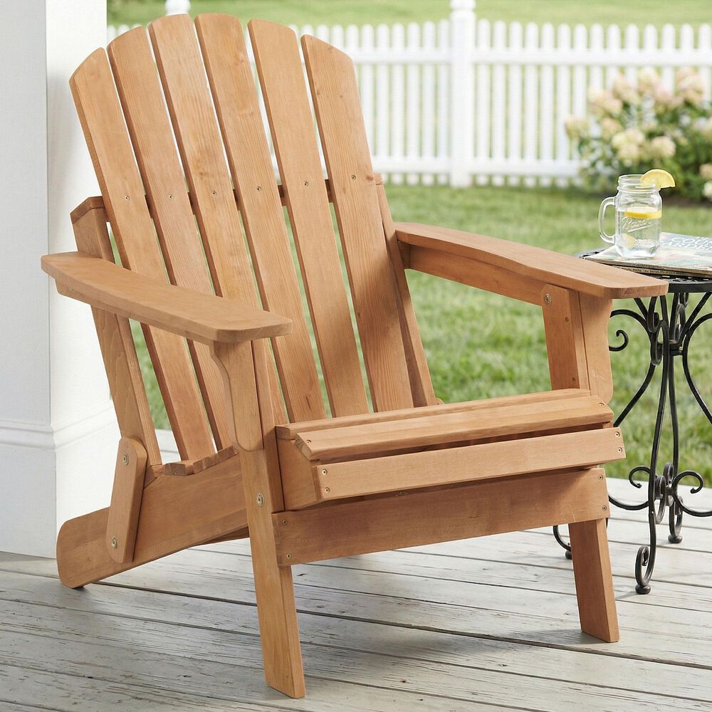 Hearth and Haven Outdoor Folding Adirondack Chair with Seat Board in Light Brown, , large