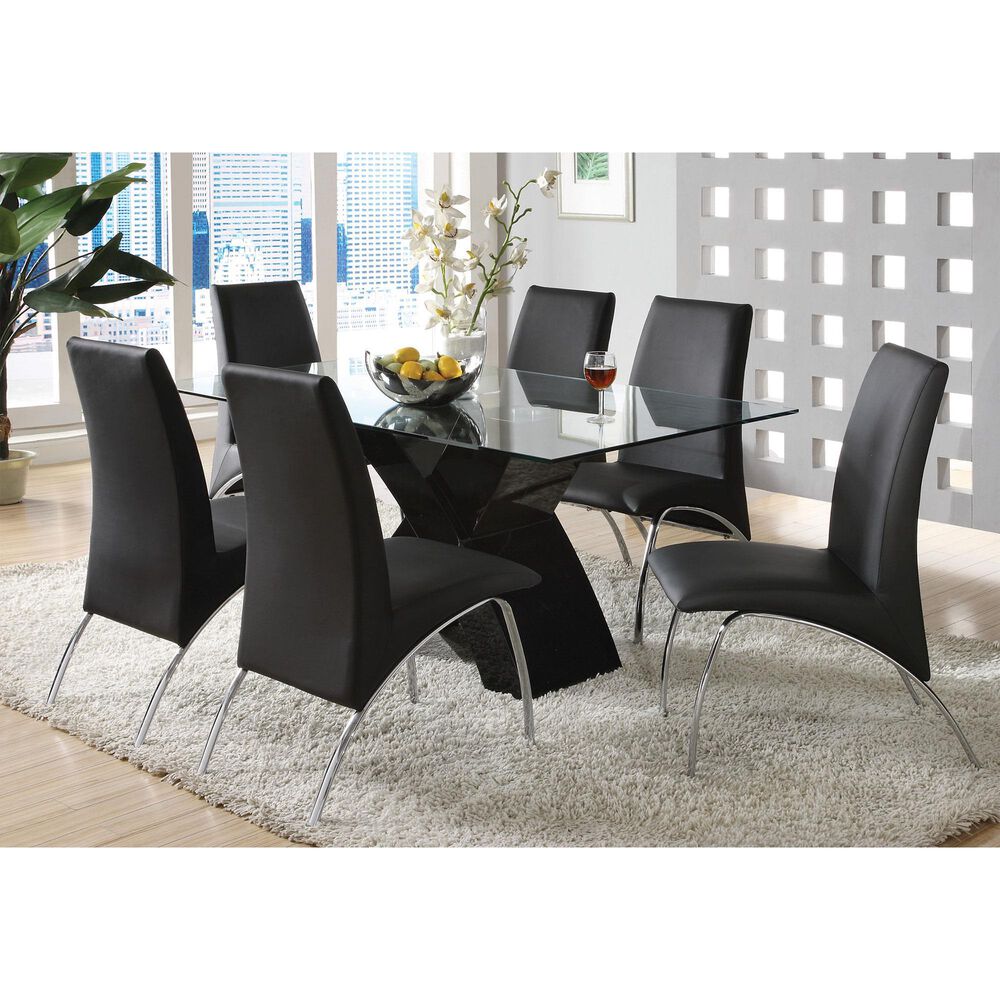 Furniture of America Warner Dining Table in Black and Clear - Table Only, , large