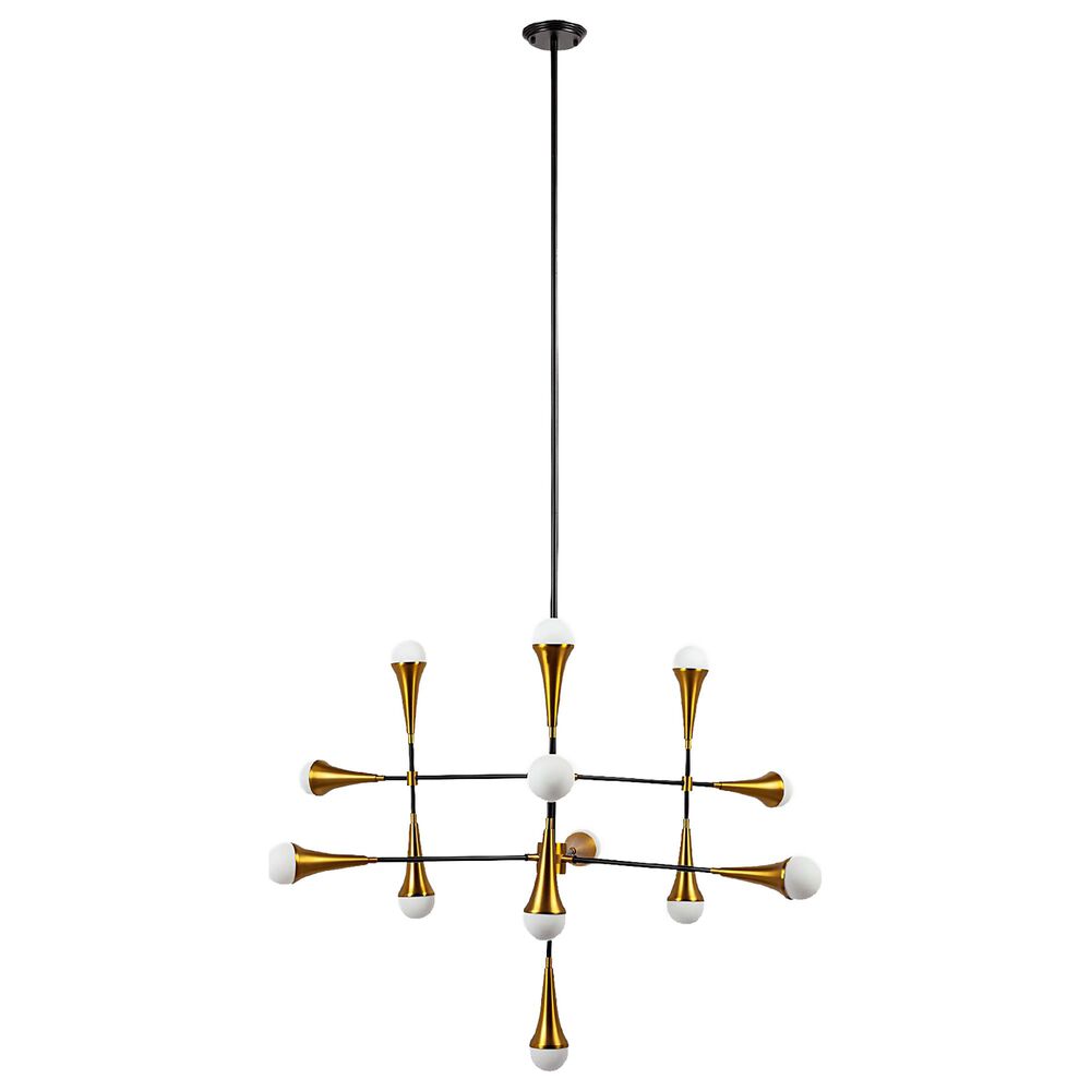Mercana Decarlo I 13-Light Chandelier in Matte Black and Antiqued Brass, , large