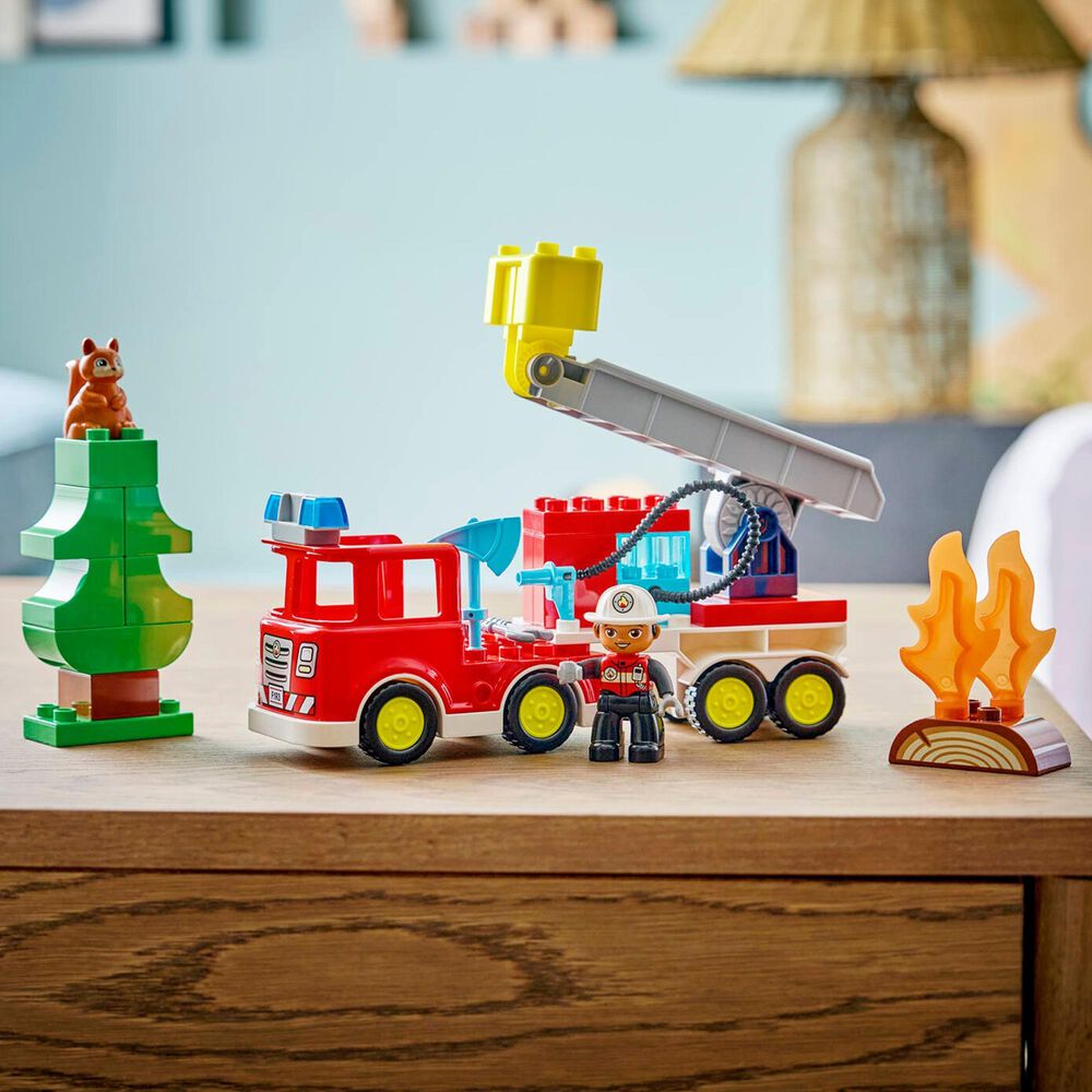 LEGO Duplo Fire Truck with Hose and Firefighter Building Set, , large