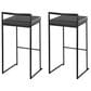 Lumisource Fuji Stackable Barstool with Grey Faux Leather Cushion in Black (Set of 2), , large