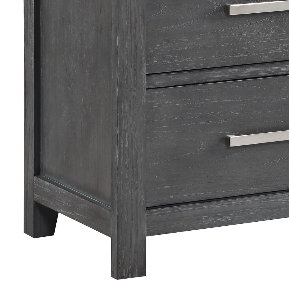 New Heritage Design Odessa Queen Upholstered Bed with Two Nightstands in Charcoal and Silver, , large