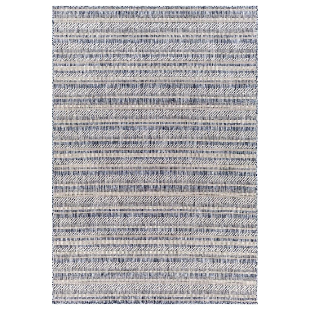 Surya Eagean EAG-2407 Navy, Blue, Pale Blue, Oatmeal, Gray, Off-White and Taupe 6"7" Square Indoor/Outdoor Area Rug, , large