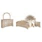 Ashley Realyn 4 Piece Queen Panel Bed Set in Chipped White and Brown, , large