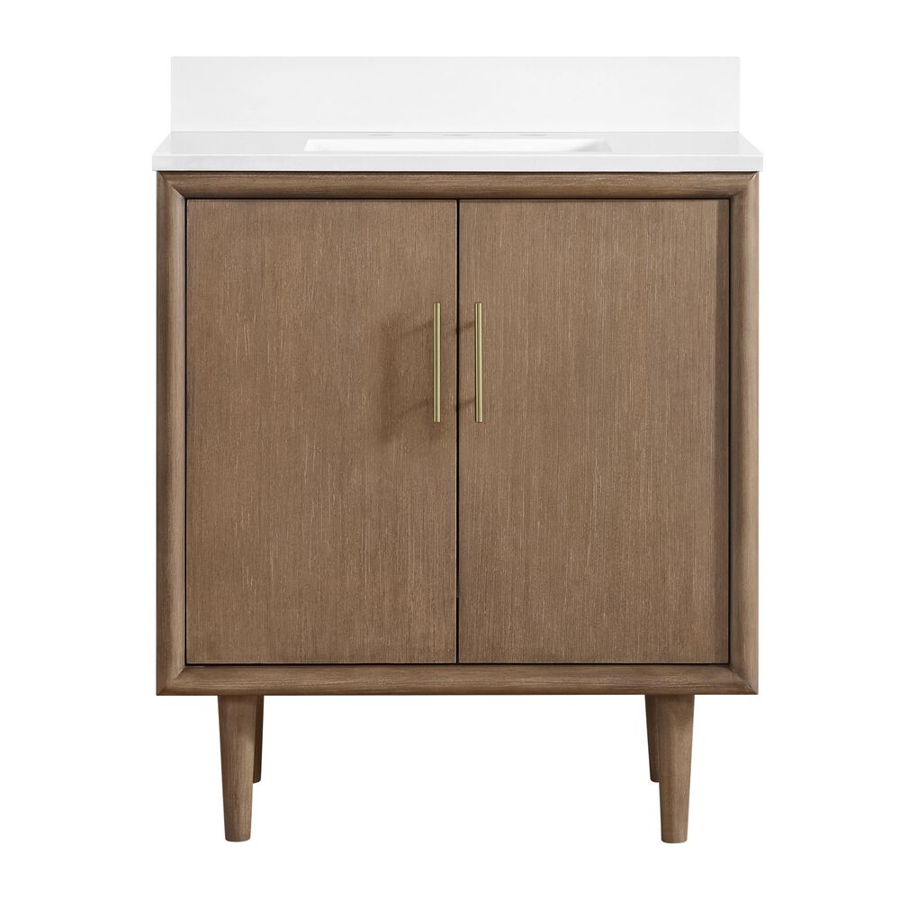 37B Mertola 30" Single Bathroom Vanity Cabinet in Walnut Drift with White Composite Stone Top and Backsplash, , large