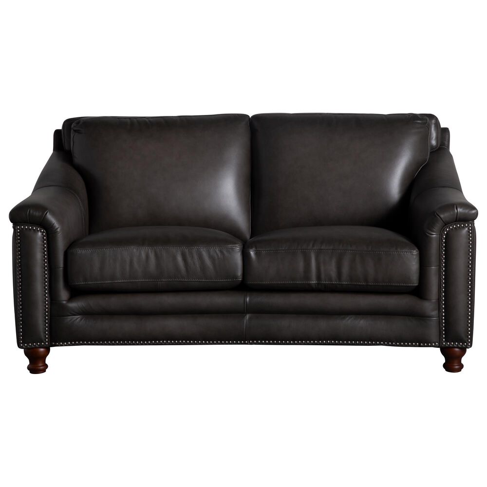 Hydeline Billingham Leather Stationary Loveseat in Ash, , large