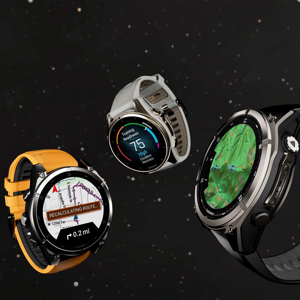 Garmin Fenix 8 Sapphire AMOLED Smartwatch 51mm Titanium Case with Spark Orange and Graphite Silicone Band, , large