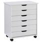 Linon Home Decor Cary 6-Drawer Wide Rolling Cart in White Wash, , large