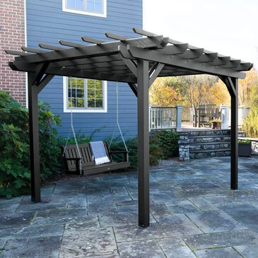 Highwood USA Bodhi 10" x 10" DIY Pergola with 5" Lehigh Porch Swing in Black, , large