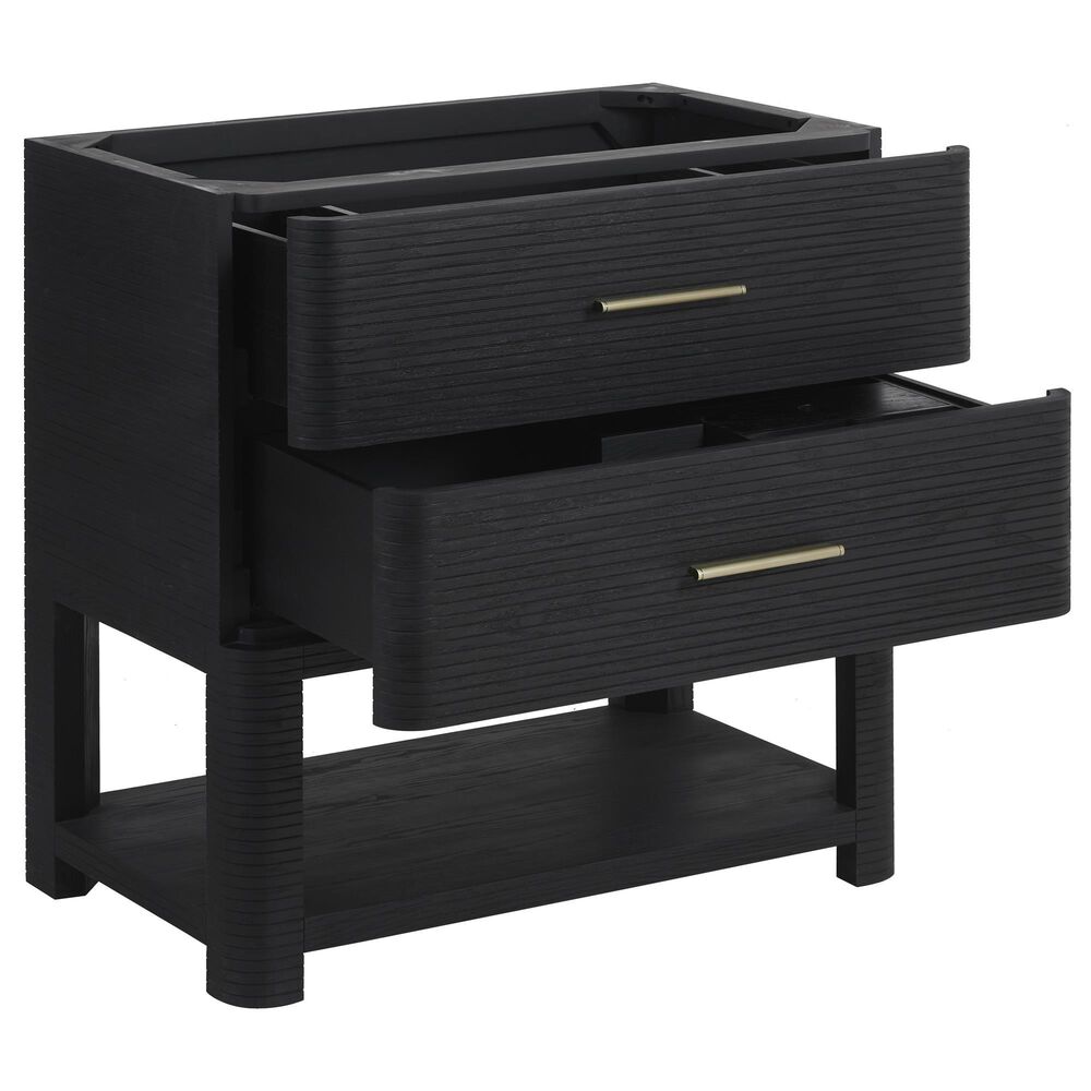 James Martin Vanities Lucian 36&quot; Single Vanity in Carbon Oak with 3 cm Victorian Silver Quartz Top, , large