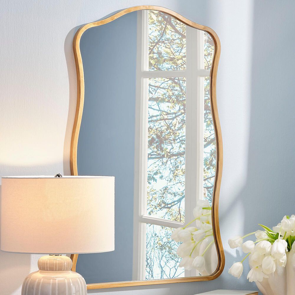 Splendor Living Cranford Wavy Wall Mirror in Antique Brass, , large
