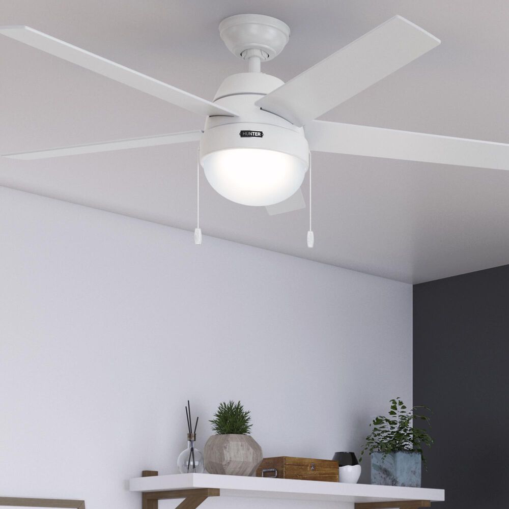 Hunter Anslee 52&quot; Ceiling Fan with LED Lights in Fresh White, , large