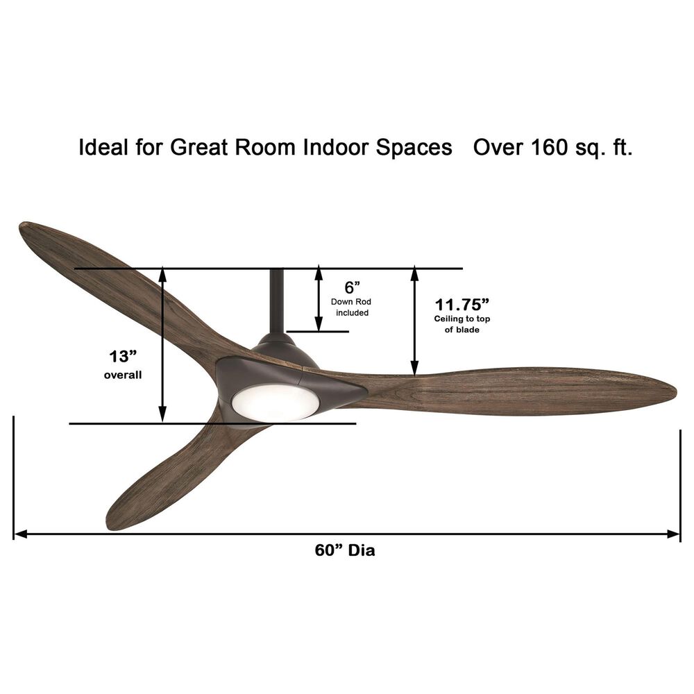 Minka-Aire Sleek 60" Smart Ceiling Fan with LED Light in Oil Rubbed Bronze, , large