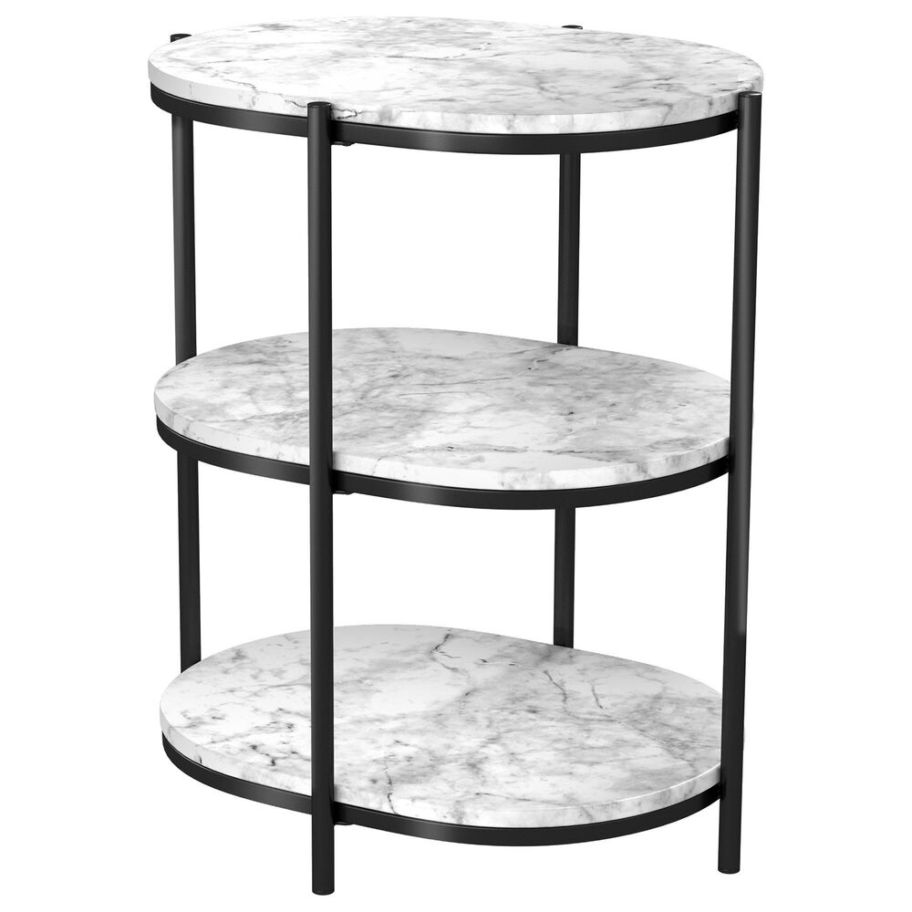 Furniture of America Pike Side Table in White and Matte Black, , large
