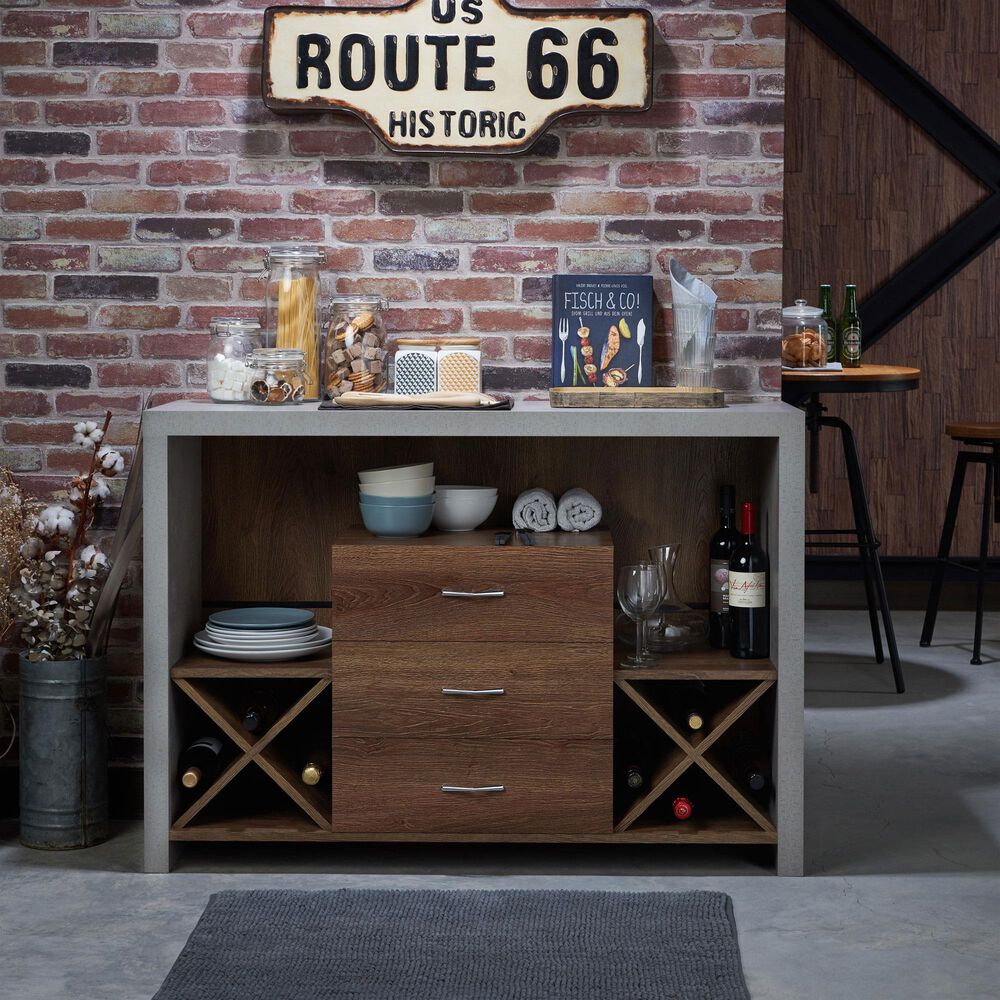 Furniture of America Wilson Buffet in Distressed Walnut, , large