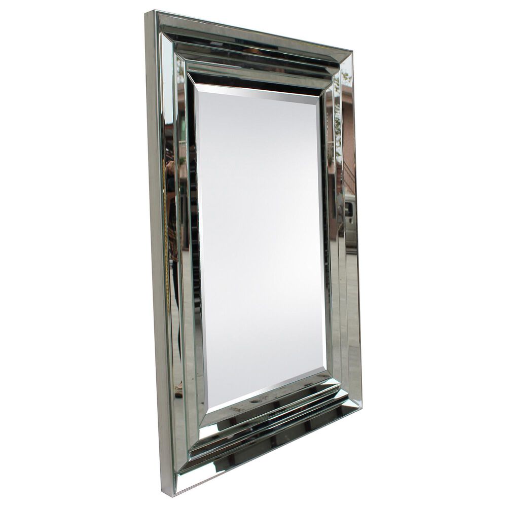 Garber Collection 81&quot; Glass Modern Floor Mirror in Silver, , large