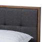 Baxton Studio Alke Queen Platform Bed with Dark Grey Fabric in Walnut Brown, , large