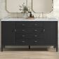 James Martin Vanities Myrrin 60" Double Vanity in Carbon Oak with 3 cm Carrara White Marble Top, , large