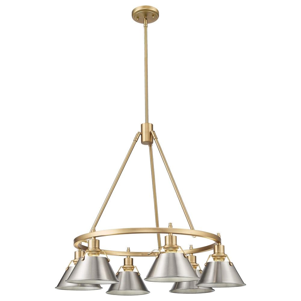 Golden Lighting Orwell 6-Light Chandelier with Pewter Shade in Brushed Champagne Bronze, , large