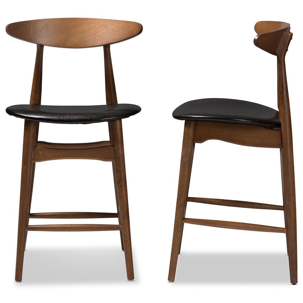 Baxton Studio Flora Counter Stool in Walnut (Set of 2), , large