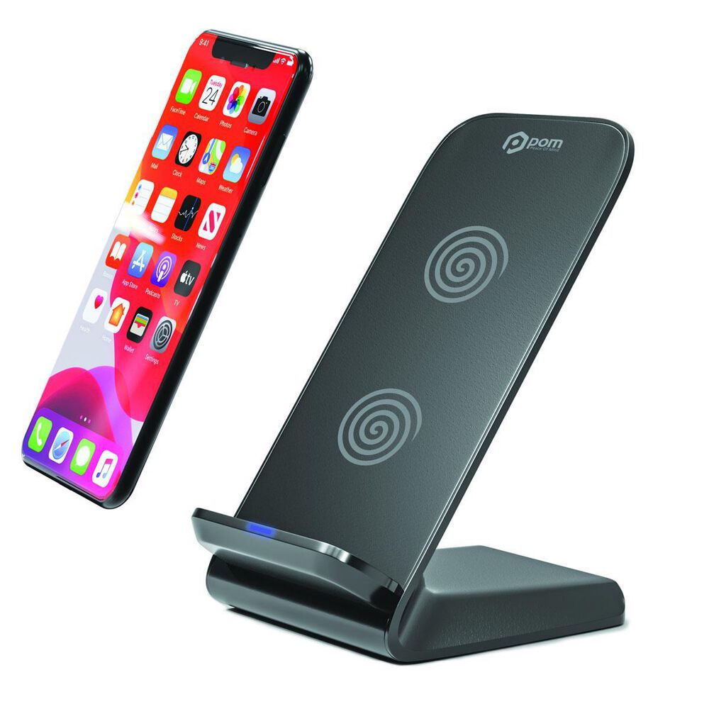 Pom Gear Wireless Qi Charging Stand 10W in Black, , large