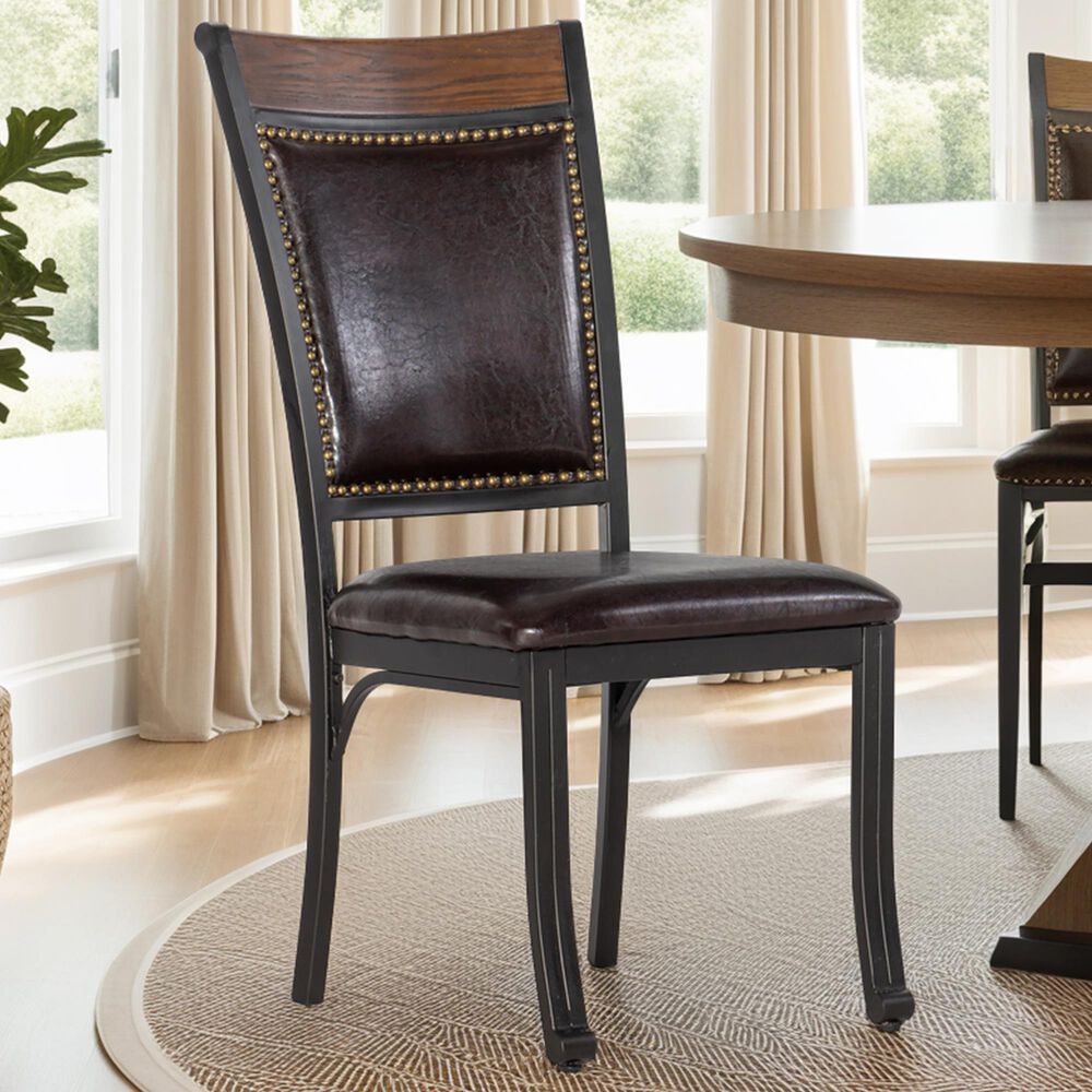 Linon Home Decor Franklin Side Chair in Black and Umber Brown, , large