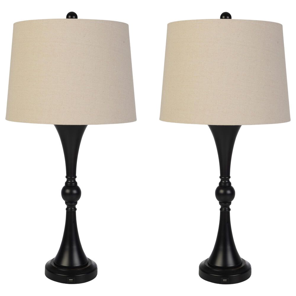 Timberlake 28" Table Lamp with USB Charging Ports and Touch Control in Black (Set of 2), , large