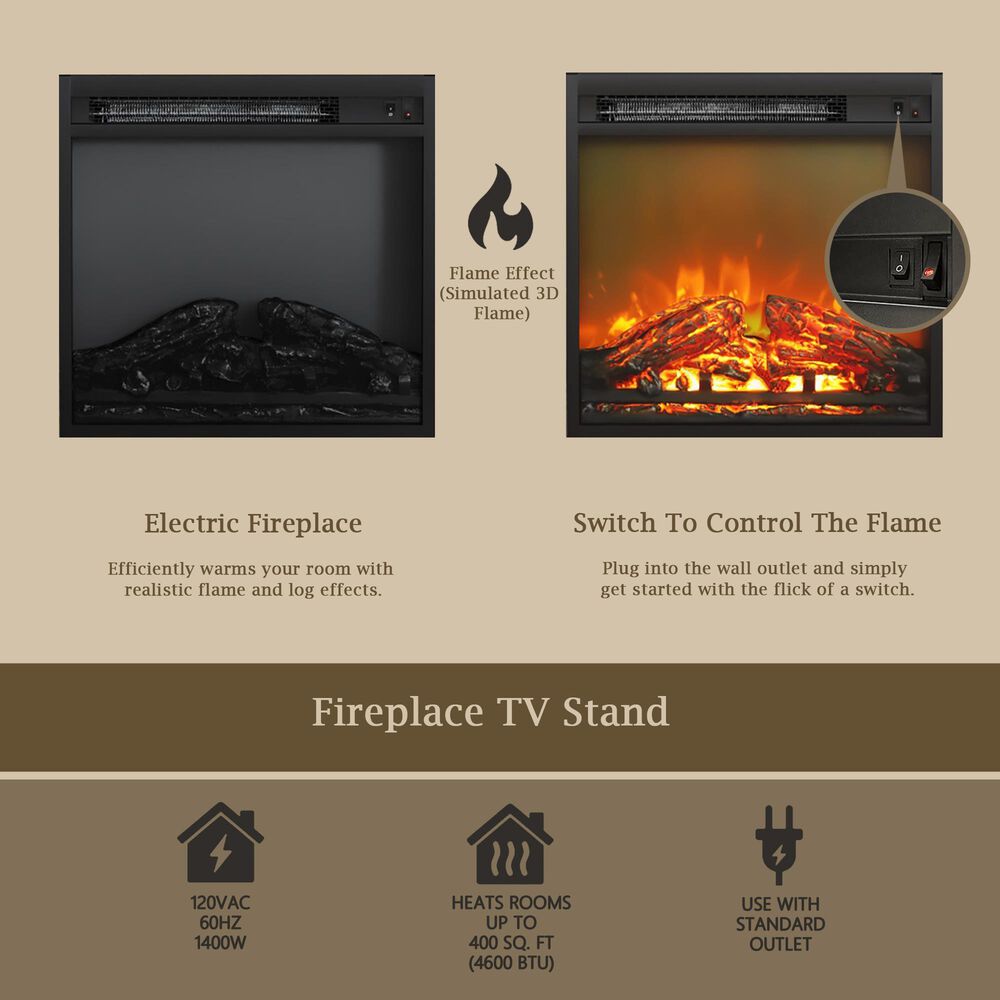 Noviland 59&quot; Fireplace TV Stand in Americano, , large