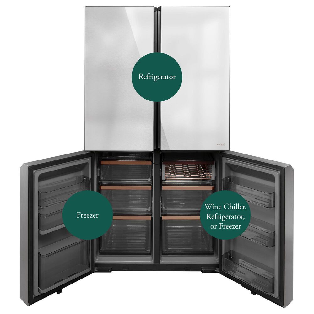 GE Appliances 22.9 Cu. Ft. Smart Counter-Depth Quad-Door Refrigerator in Platinum Glass, , large
