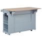 HOMLUX 54" Mobile Kitchen Island with Glass Door Storage in Grey and Blue, , large