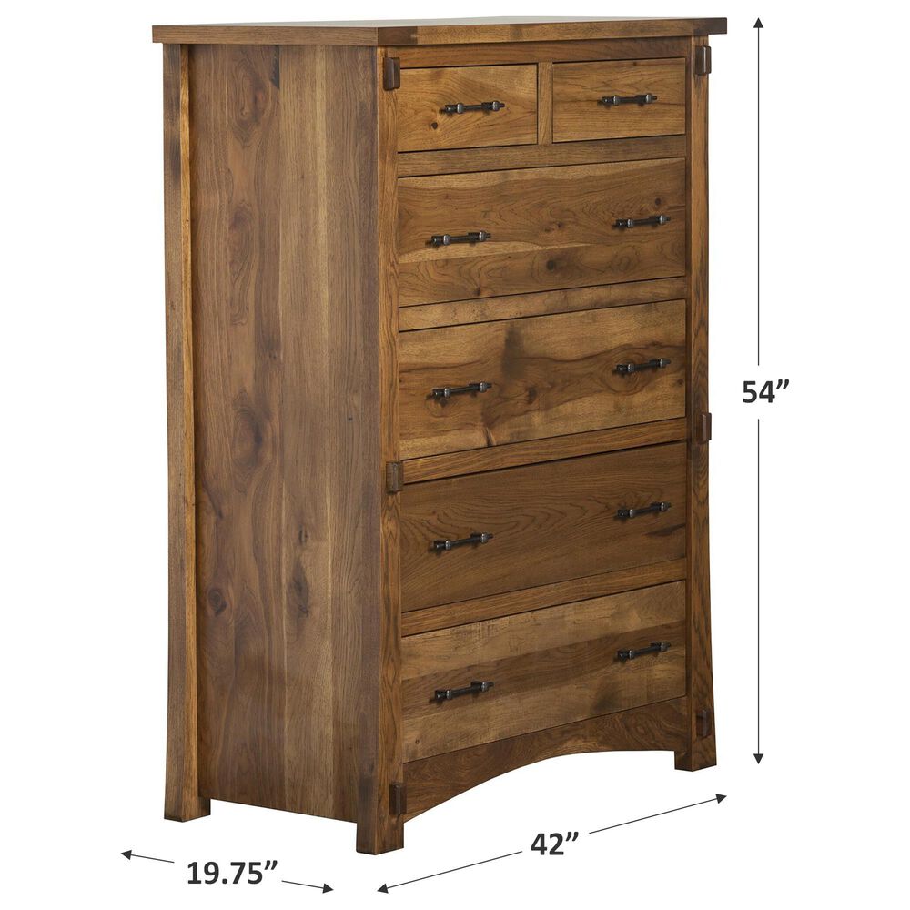 Briarwood LLC Jack and Jill 6 Drawer Chest in Rustic Hickory Cappuccino, , large