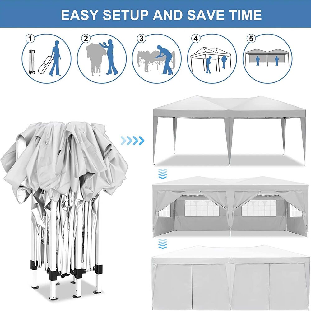 HOMLUX 10' x 20' Outdoor Pop Up Canopy Gazebo for Party in White, , large