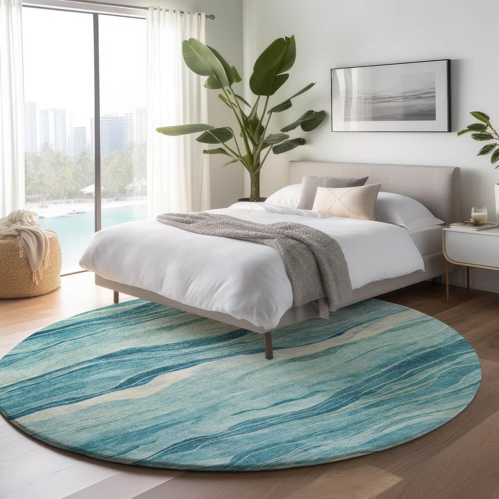 Dalyn Rug Company Pacifica PA6 8&#39; Round Turquoise Area Rug, , large