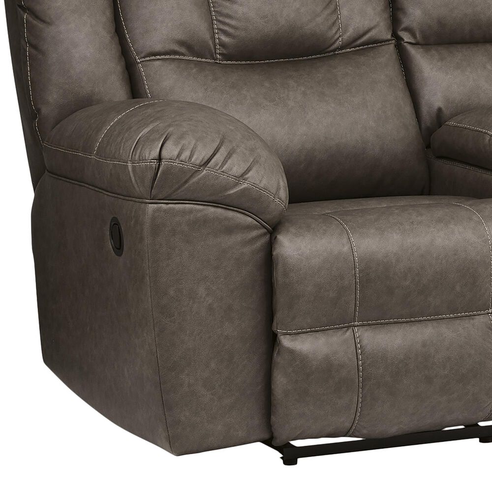 Ashley Lowilla Manual Double Reclining Loveseat with Console in Driftwood, , large