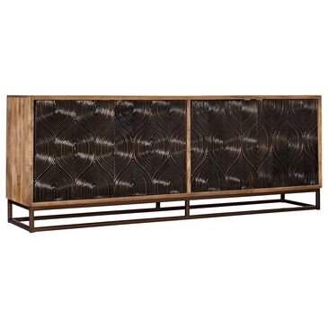 Hooker Furniture Swirl Door 86" Entertainment Console in Brass Foil and Medium Natural, , large