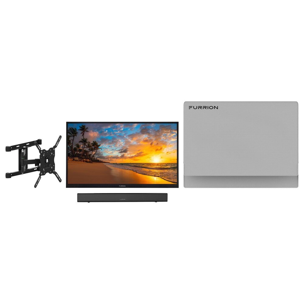 Furrion 55" Partial Sun 4k Outdoor Tv, 70w 2.1 Soundbar 6 Spkr System, Outdoor TV Full Motion Mount, and Outdoor TV Cover, , large