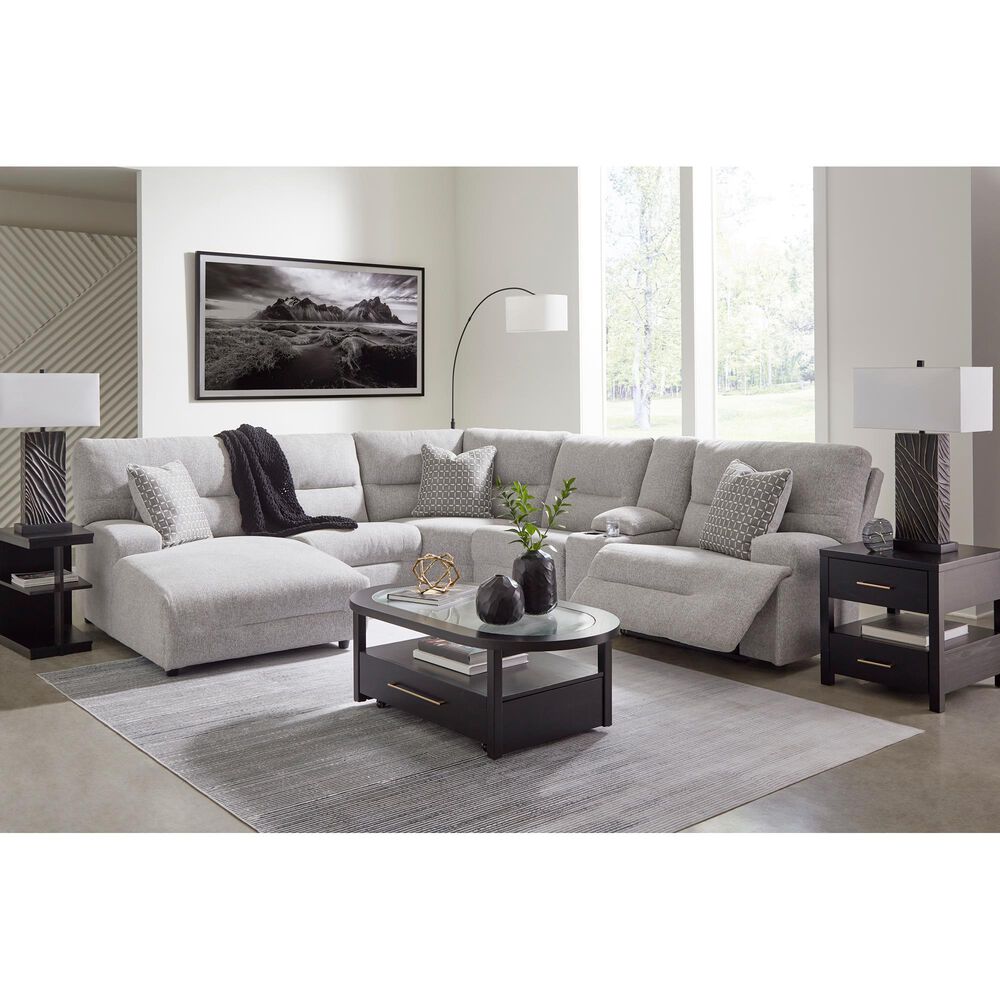 Ashley Acklen Place 6-Piece Power Left Facing Reclining Sectional with Chaise in Pewter, , large