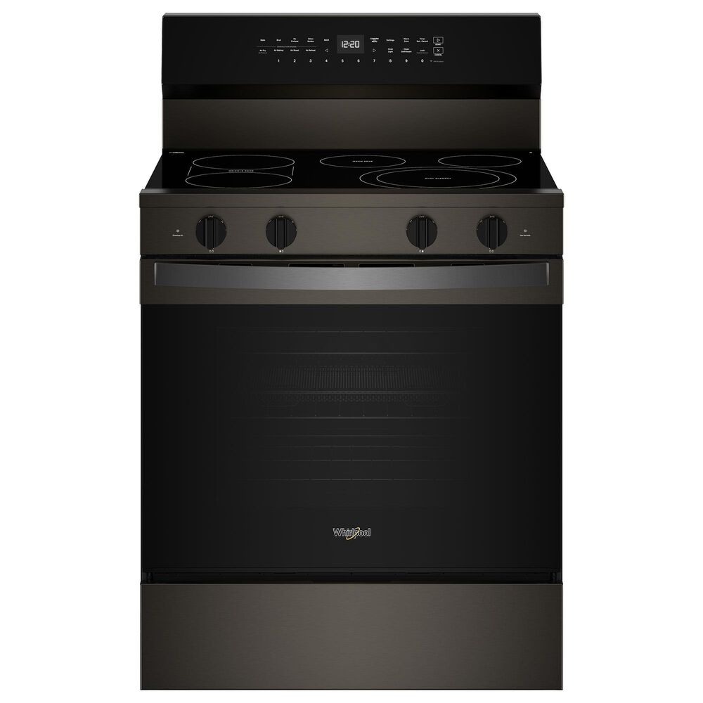 Whirlpool 5.3 Cu. Ft. Freestanding Smart Electric Range with Air Cooking Technology in Black Stainless Steel, , large