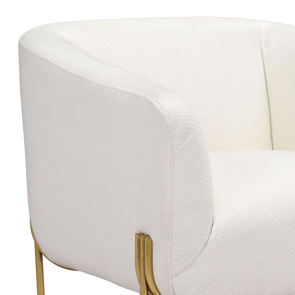 Zuo Modern Micaela Arm Chair in Ivory and Gold, , large