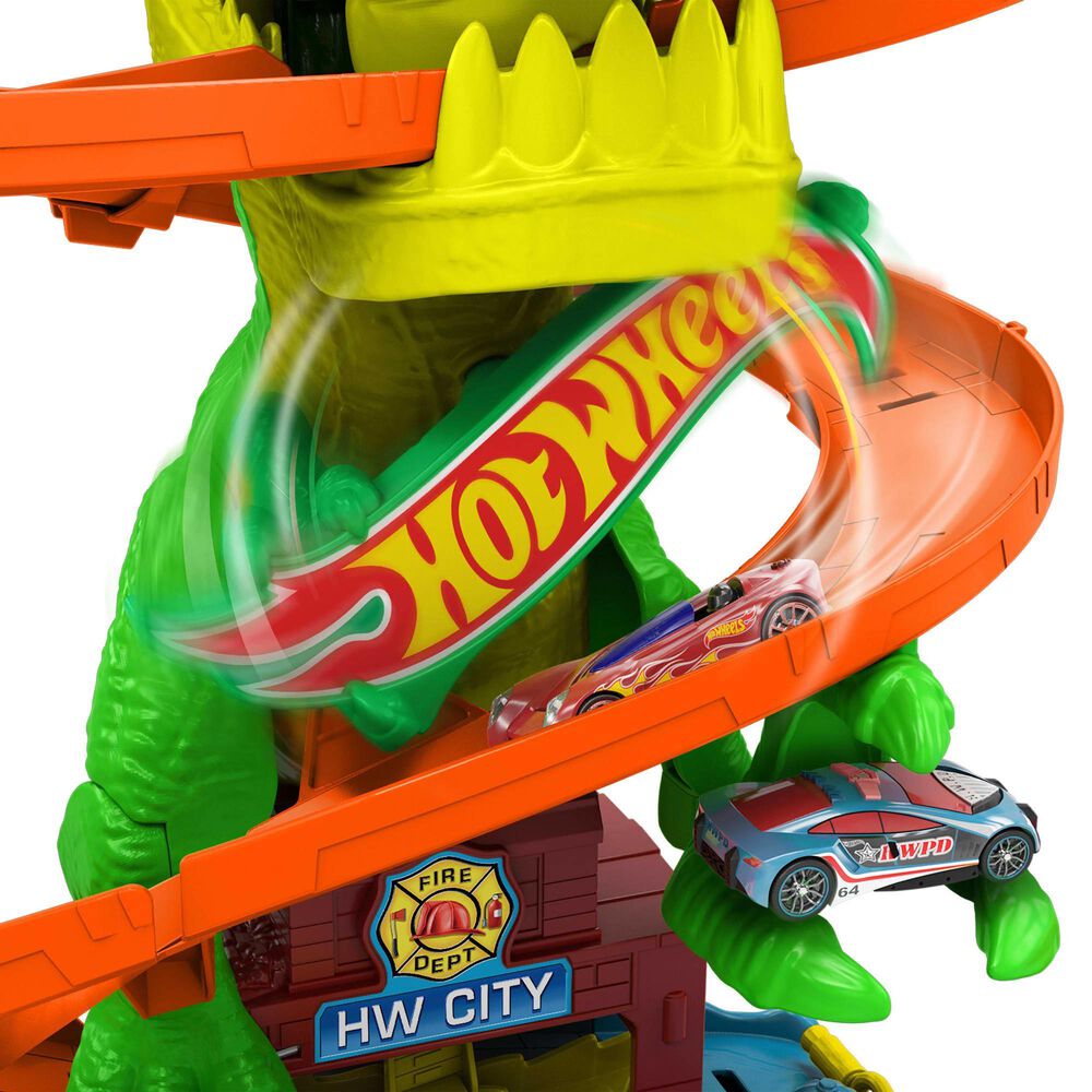 Hot Wheels City T-Rex Blaze Battle Playset with 1:64 Scale Die-Cast Car in Multicolor, , large