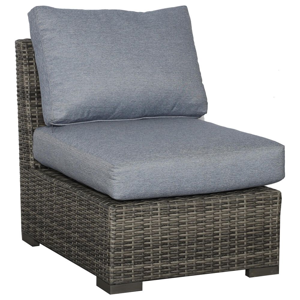 Summit Home Nantucker Bay 4-Piece Patio Sectional in Double Duck Washed Denim, , large